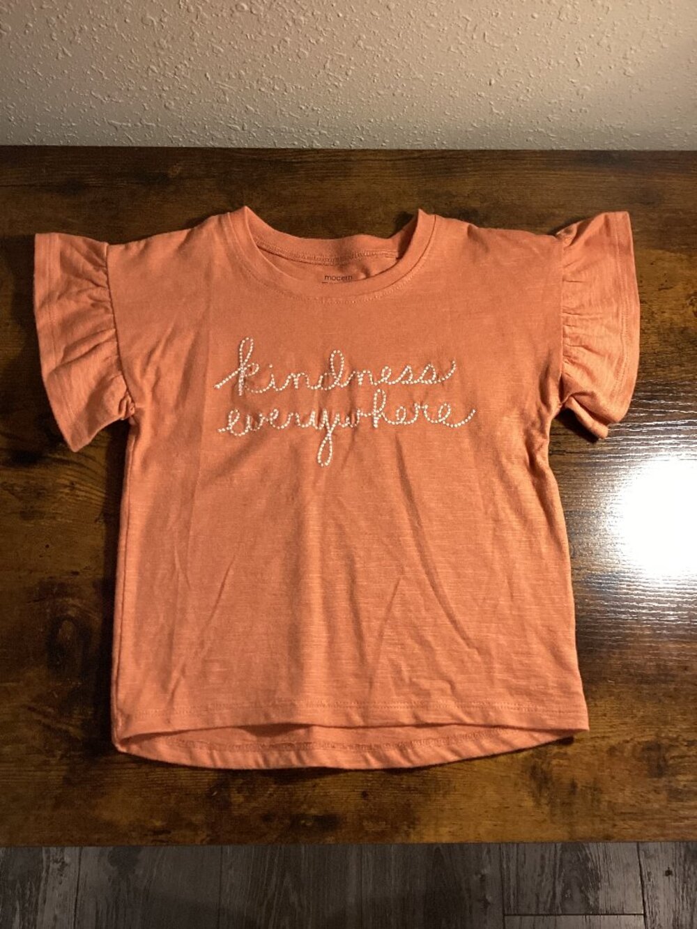 Girls Modern Moments Coral “Kindness Everywhere” Ruffle Sleeve Top